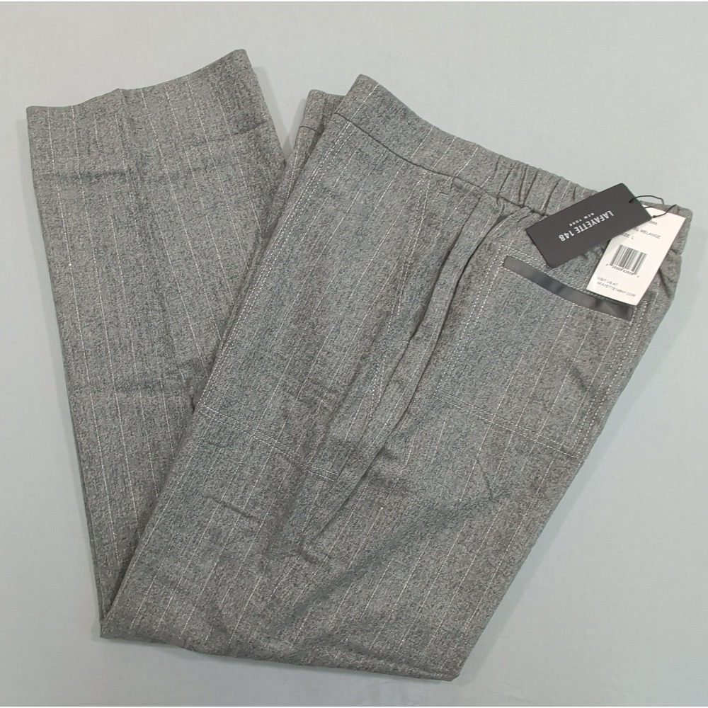 NWT Lafayette 148 New York Women L Nickel Pinstripe Wool Blend Trousers Pants